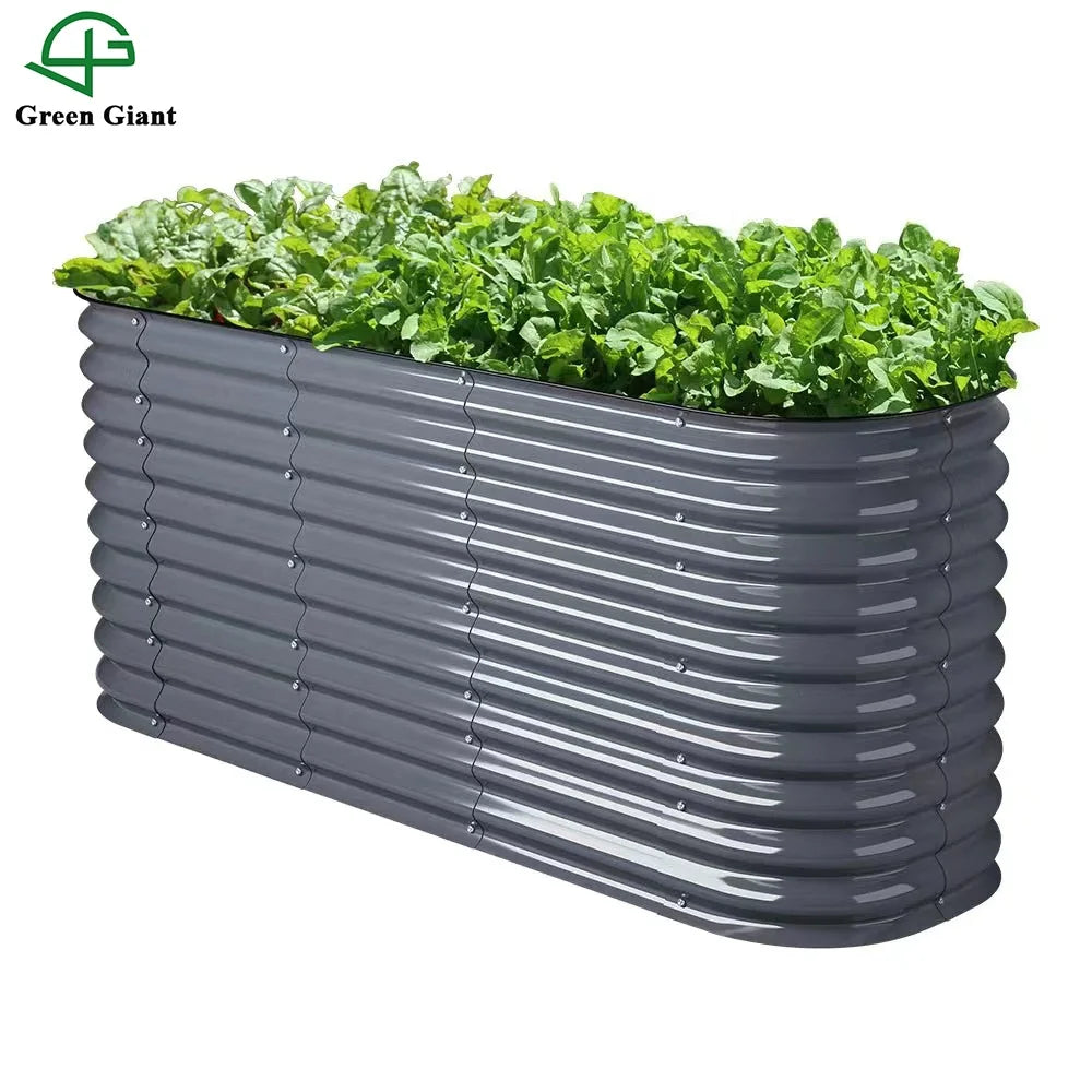Huizhou Green Giant 32'' Tall 6N1 Modular Corrugated Galvanized Metal Raised Garden Bed Kit Planter Flower Box for the Garden