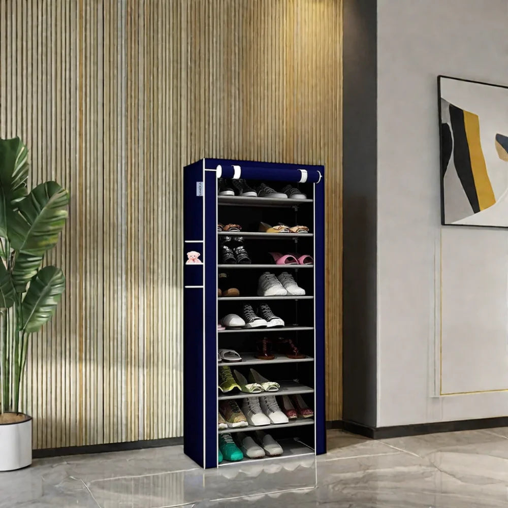 OEM Custom 10 Tier Plastic Shoe Stand Rack Dustproof Non-Woven Fabric Modern Stackable Shoe Storage Racks Home Living Room Use