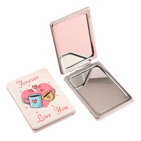 Mini Baguette Double-Sided Folding PU Leather Can Be Printed with Various Patterns Makeup Mirror