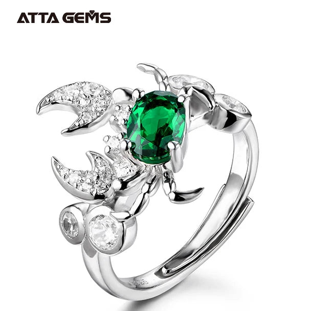 Good Selling 925 Sterling Silver Jewelry Zambian Emerald Gemstone Twist Luxury Rings Clawing White Zircon for Gift