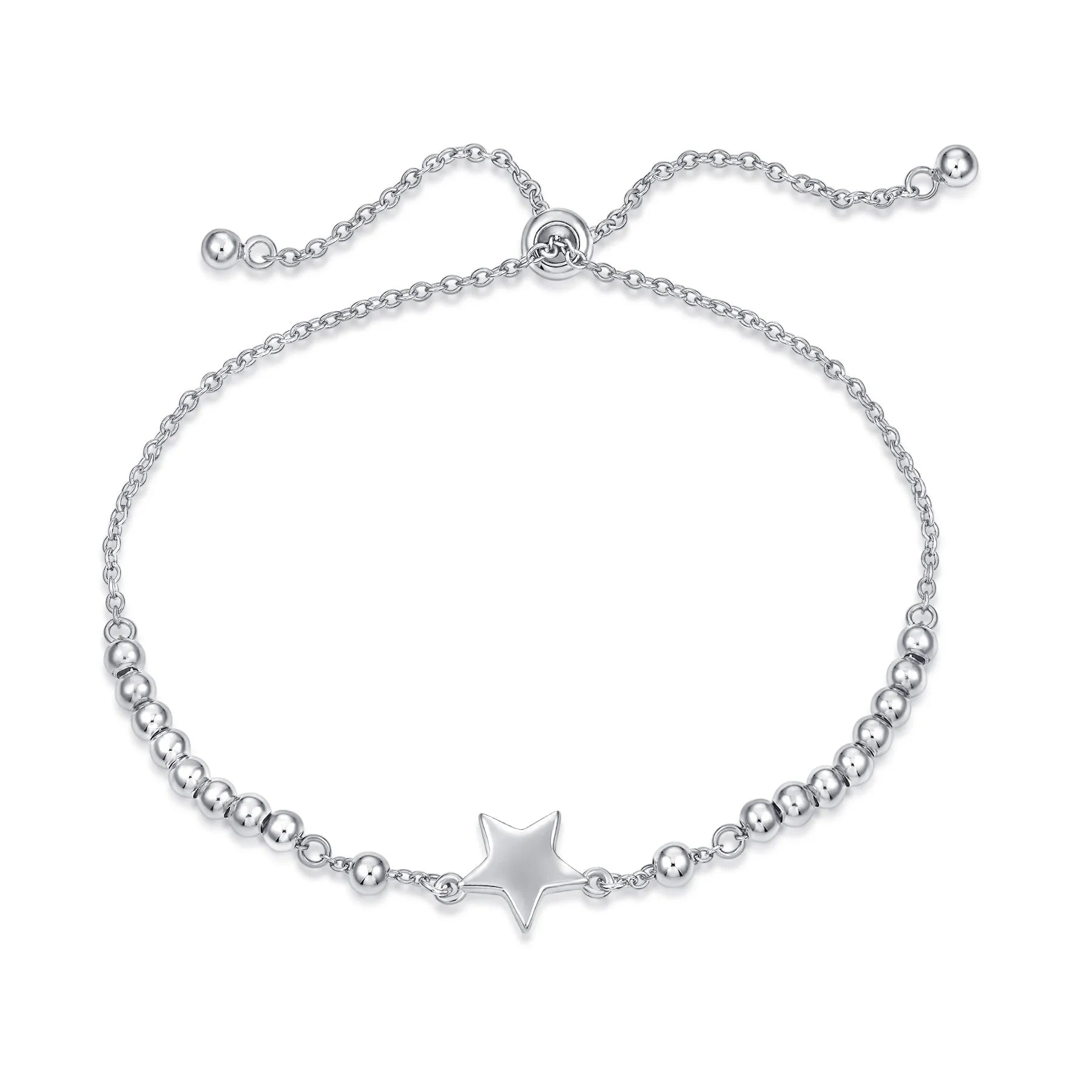 YH JEWELLERY Adjustable Link Chain and Ball With Star Charm Bracelet 925 Sterling Silver Jewellery From Rich Jewelry
