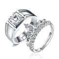 Luxury Zircon Couple Rings for Women Men Shiny Crown Flower Heart Promise Finger Ring Lover Engagement Wedding Jewelry