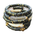 Summer New Vintage Bohemian Transparent Gold Foil Black Retro Spots Unisex Acrylic Bamboo Tube Beads Bracelet Bangles