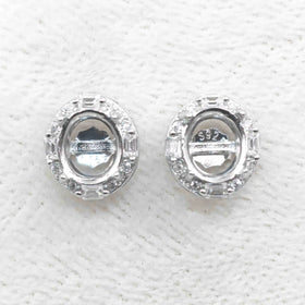 Sterling Silver 4*5/5*6/6*7/7*8mm Semi Mount Stud Earring Empty Frame Blank Setting S925 Base Without Center Stone for DIY Inlay