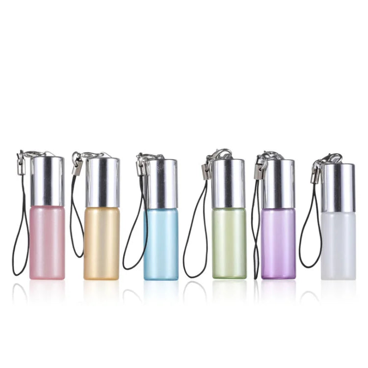 Empty Small Portable Essential Oil Roller Bottle 3ml Golden Silver Chain Cap Glass Roll on Perfume Bottle