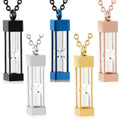 Hourglass Cremation Jewelry Stainless Steel Glass Hourglass Urn Keepsake Charm Necklace Sands of Time Pendant Necklace