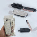Mini 2 in 1 Hair Brush With Mirror Fashionable Rhinestone Hair Brush Anti-static Hair Comb Travel Pocket Mirror
