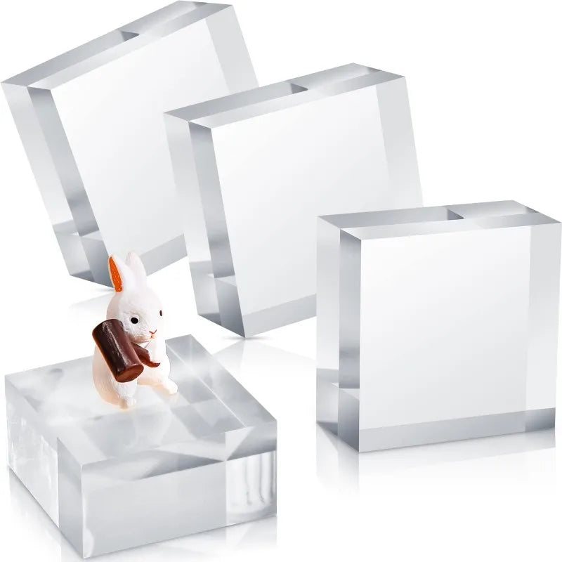 Beveled Acrylic Square Double-Sided Eco-Friendly Waterproof Display Block Clear Polished Pedestal Stand Riser
