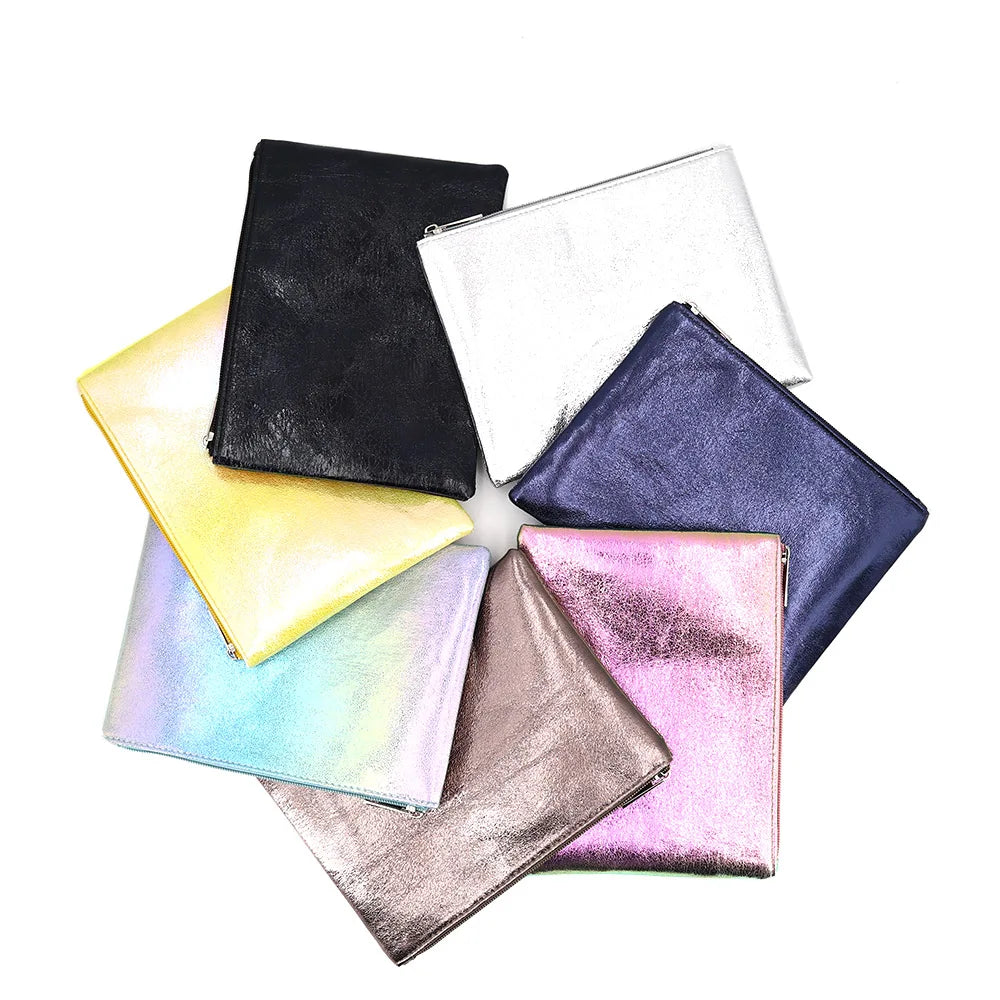 Fashion Shiny Cosmetic Bag Girls Crack PU Leather Pouch Custom Holographic Makeup Bag Zipper Bag for Promotional