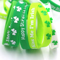 Eco-friendly Customized Embossed Printing logo Irish Clover Silicone Waterproof Durable Sports Wristband Cheap Fitness Bracelets