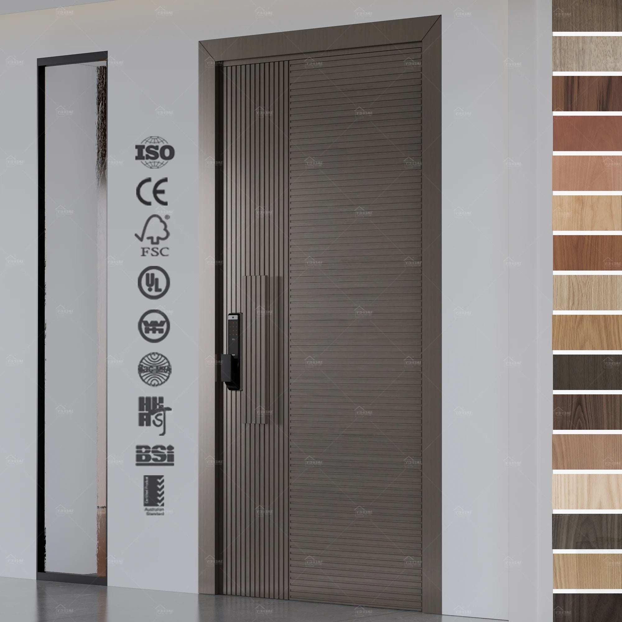 Guangdong Yohome Modern Tall Exterior Doors Security Pivot Front Doors Luxury Exterior Wooden Doors