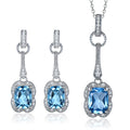Wedding Bridal Natural Blue Topaz Pendant Necklace Drop Earring Accessories Luxury Fashion Jewelry Set for Women