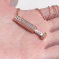 DIY Custom Engravable Name Retractable Pendant Summer Crystal Hiphop Shining Jewelry Stretchable Vertical Bar Necklace Women