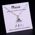 I Love Music Note Band Treble Clef Musical Instrument Music Pendant Necklace for Women