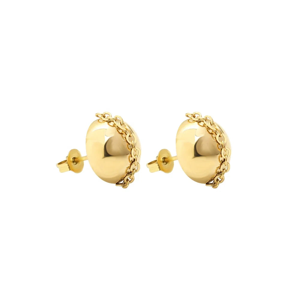 Fashion Joker Personality Cold Wind Stainless Steel Earrings Jewelry Chain Semicircle Earring for  Women