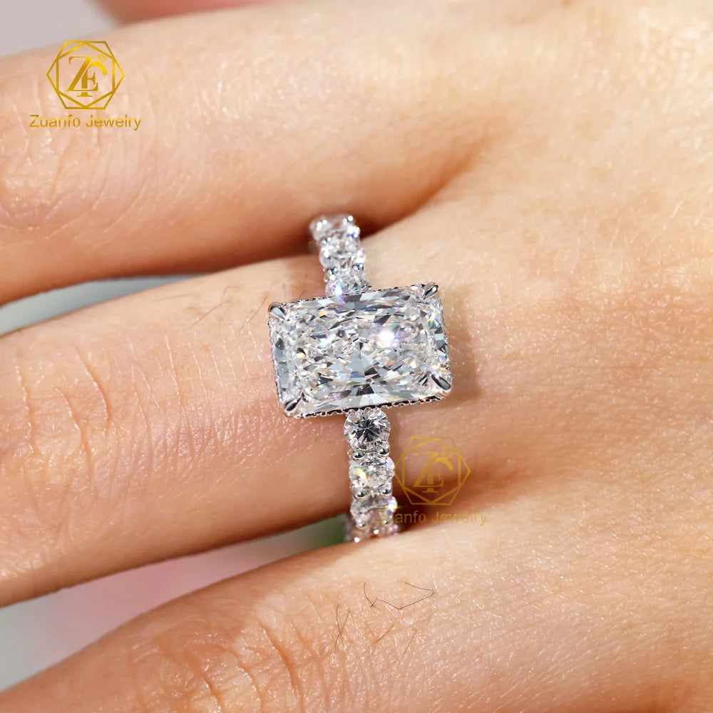 Factory Custom 18K Solid Gold Radiant Cut Engagement Wedding Bands IGI Certified 1CT to 5CT Diamond Rings with VVS Clarity