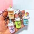 2021 New Mini Boba Milk Tea Cup Keychain Acrylic Cute Cat Studded Cup Keyring Accessories