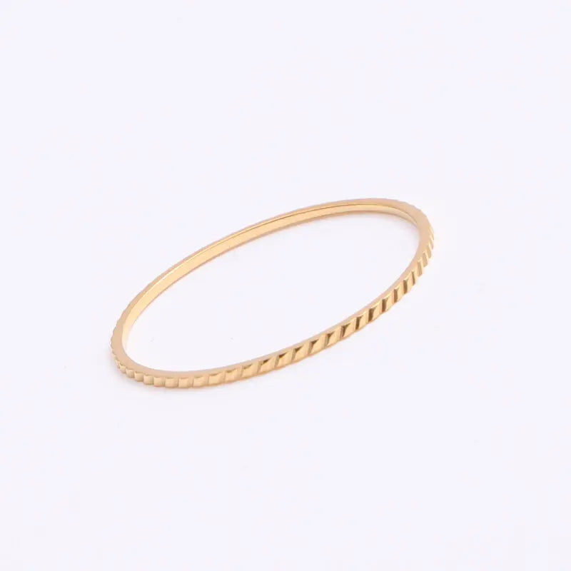 Joolim Jewelry 18K Gold Plated Stainless Steel Super Fine Line Helical Gear Dainty Rings for Women