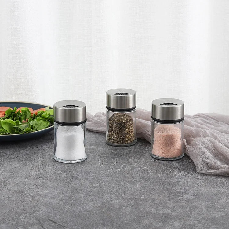 Factory Direct Sale 70ml Glass Jar Spice Bottles  Jars Salt Shaker with Stainless Shaker Lid