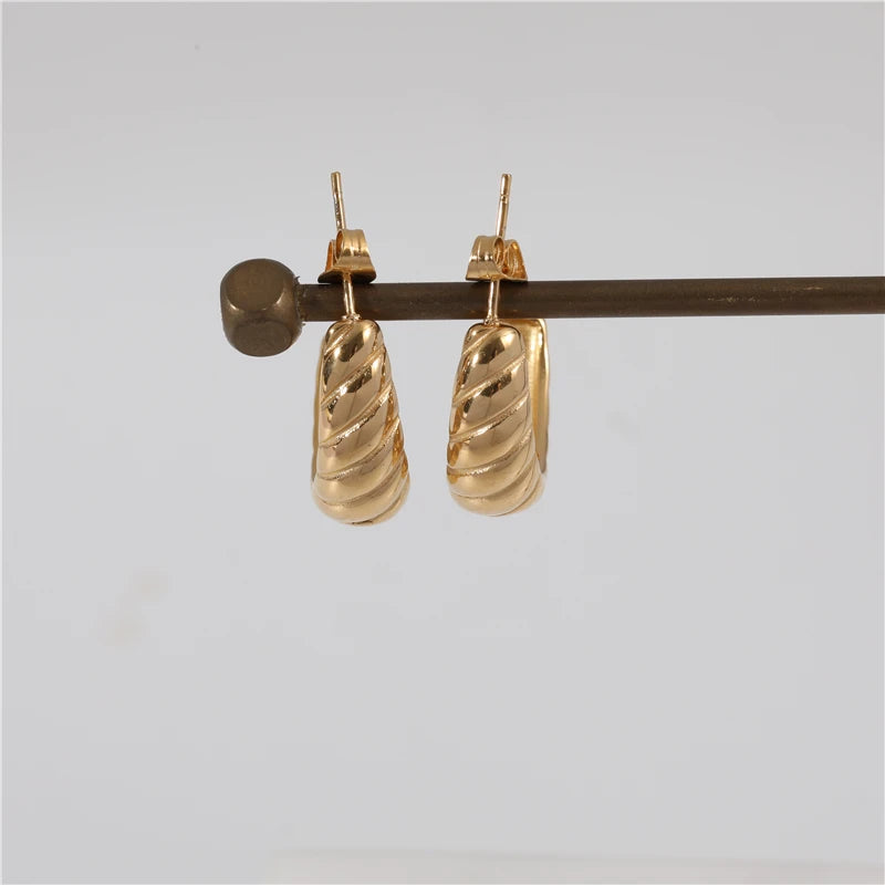 Fenny Waterproof Permanent Popular Croissant Hoop Earring Stylish for Women Wholesale Stainless Steel Ladies Jewelry