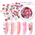 Merry Christmas' Day 3D Decoration Manicure Snow Stick Decal Mixed Nail Sequins Christmas Nail Decorations