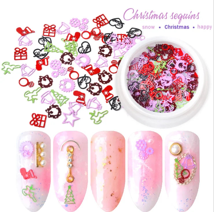 Merry Christmas' Day 3D Decoration Manicure Snow Stick Decal Mixed Nail Sequins Christmas Nail Decorations