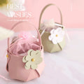 2022 Creative Favor Small Flower PU Leather Gift Basket Exquisite Cute Hand-Held Bridesmaid Wedding Candy Bags Decorations