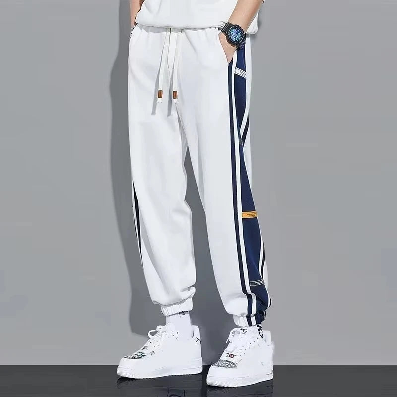 New Fashion Sweatpants Men Plus Fleece Sports Matching Color Casual Pants Loose Pants