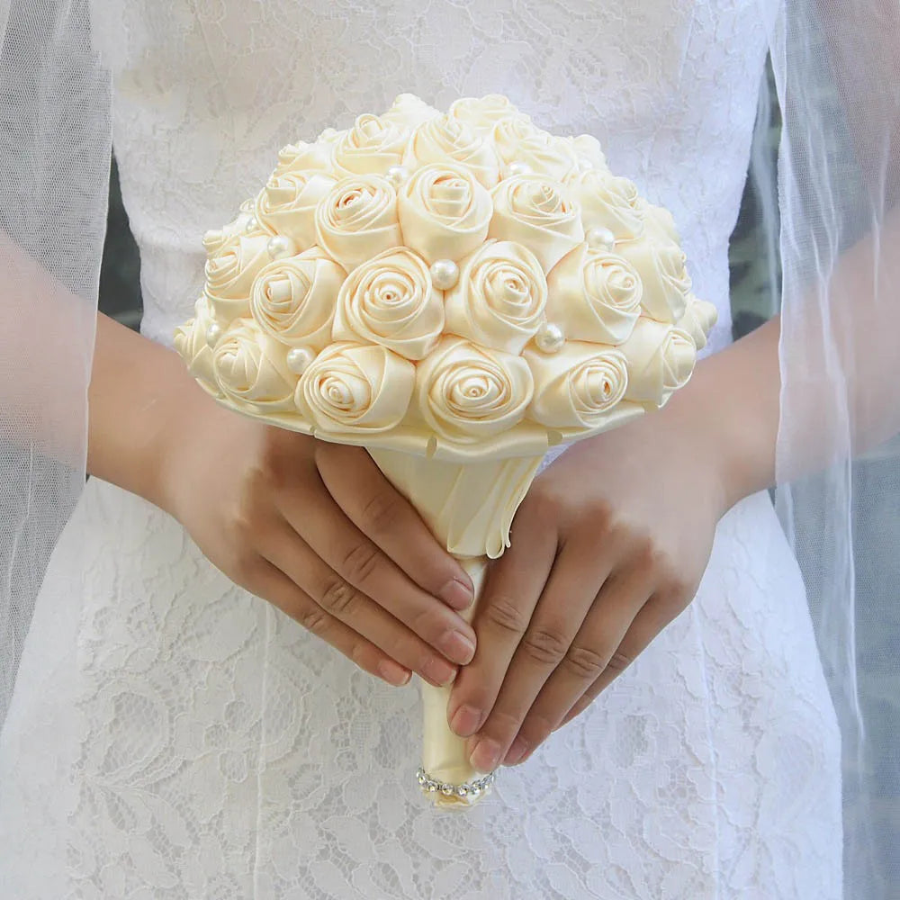 Ychon Custom Wedding Bouquets Flowers Bridal Holding Roses Bridesmaid Holding Flower Wedding Hand Flowers Bridal Bouquet