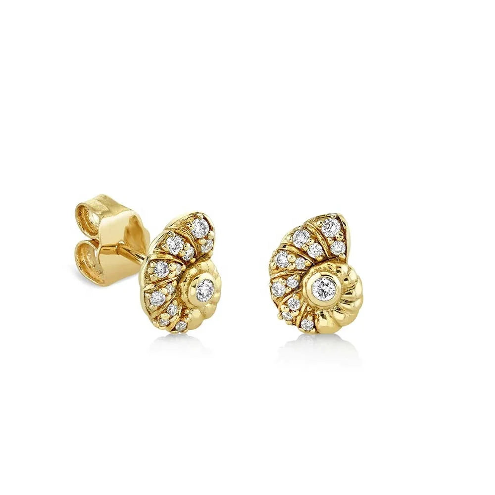 LOZRUNVE Customize Crystal Gold Shell Fashion Earring Jewelry Sterling Silver 925