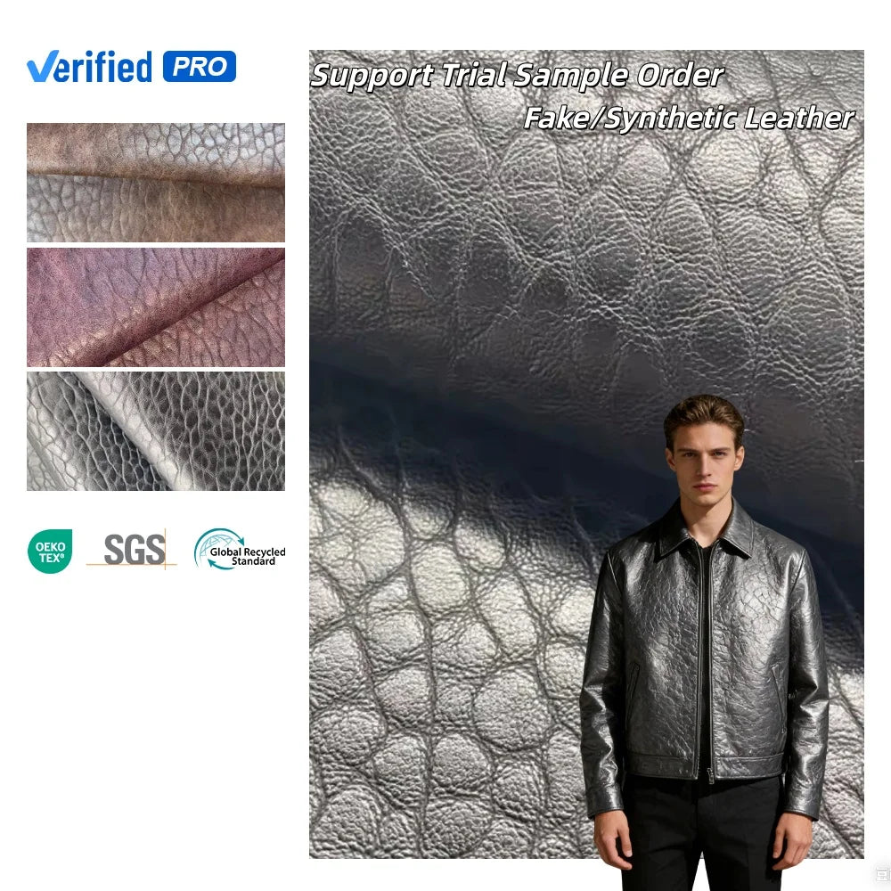 PFAS FREE Synthetic PU Leather Jacket Fabric Stain Resistant Finished Pattern Garment & Costume Use Factory Direct Sales