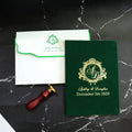 Luxury Unique Dark Green Foil Gold Mirror Acrylic Hardcover Velvet Suede Booklet Wedding Invitation for Birthday