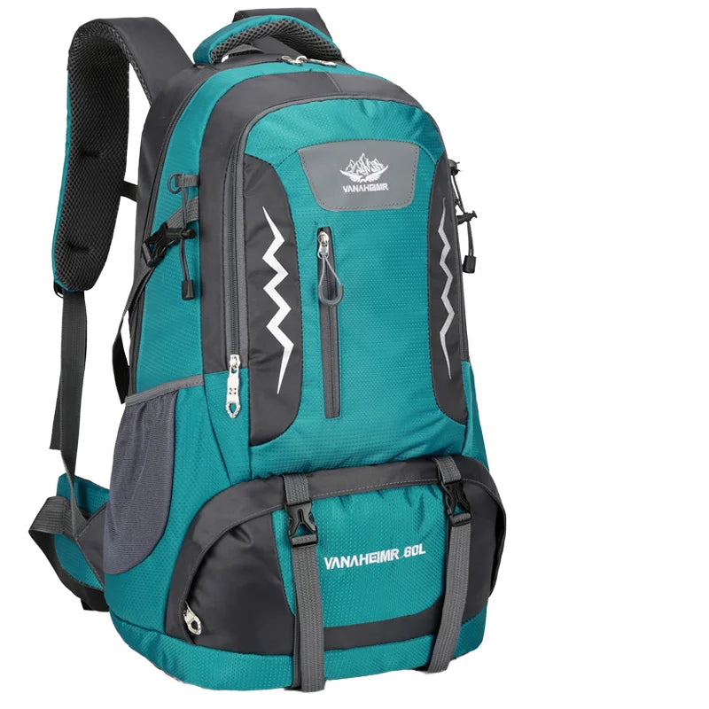 60L Anti-Splash Outdoor Travel Backpack Waterproof Oxford Cloth with Polyester Lining Zipper Closure for Mountaineering Hiking