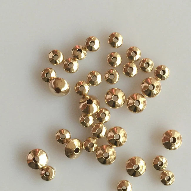 GF034 Wholesale 14K Gold Filled Jewelry Bead Saucer Shape Gold Spacer Beads for Jewelry Making