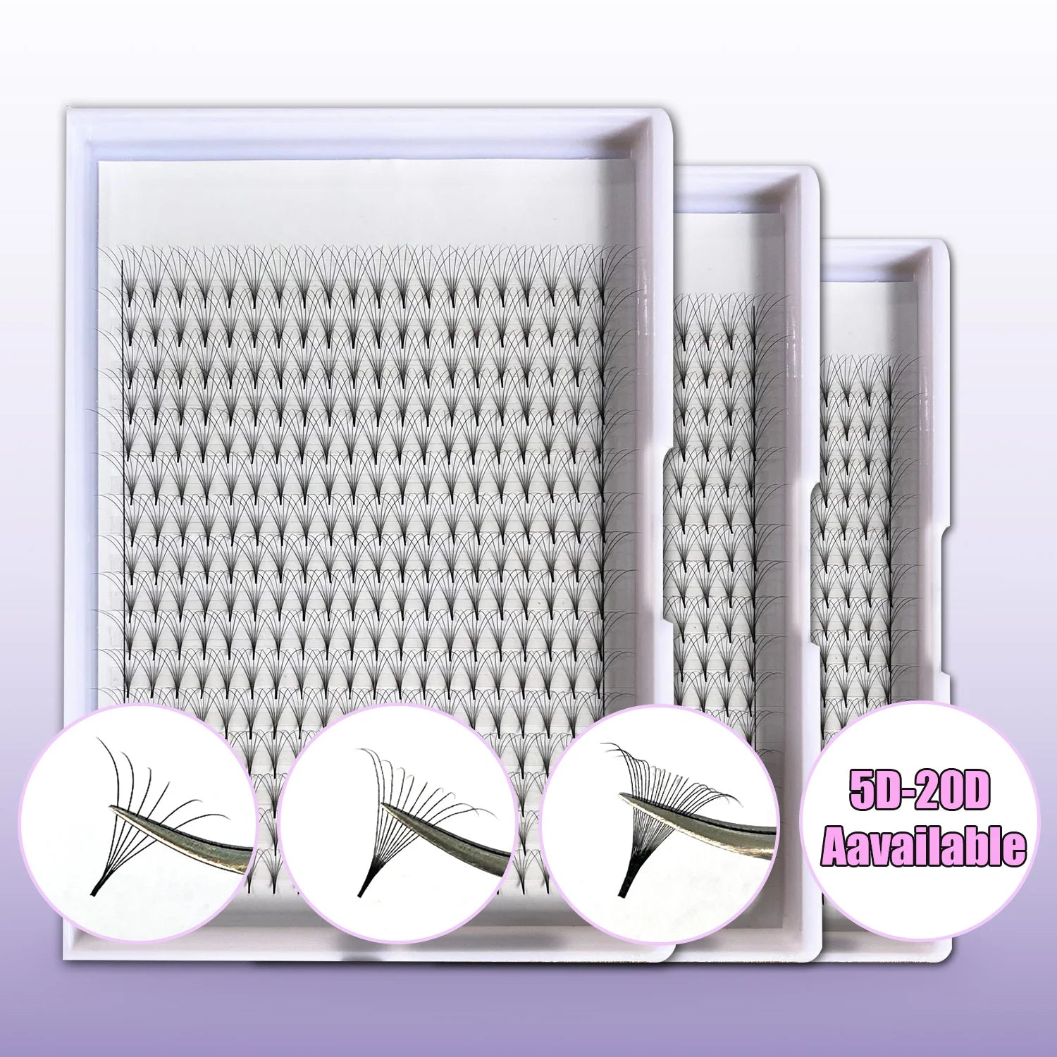 Premade Volume Fans Pointy Base Loose 7D Lash Tray Thin Base 0.07Mm Matte Black Thick Volume Lash Extensions