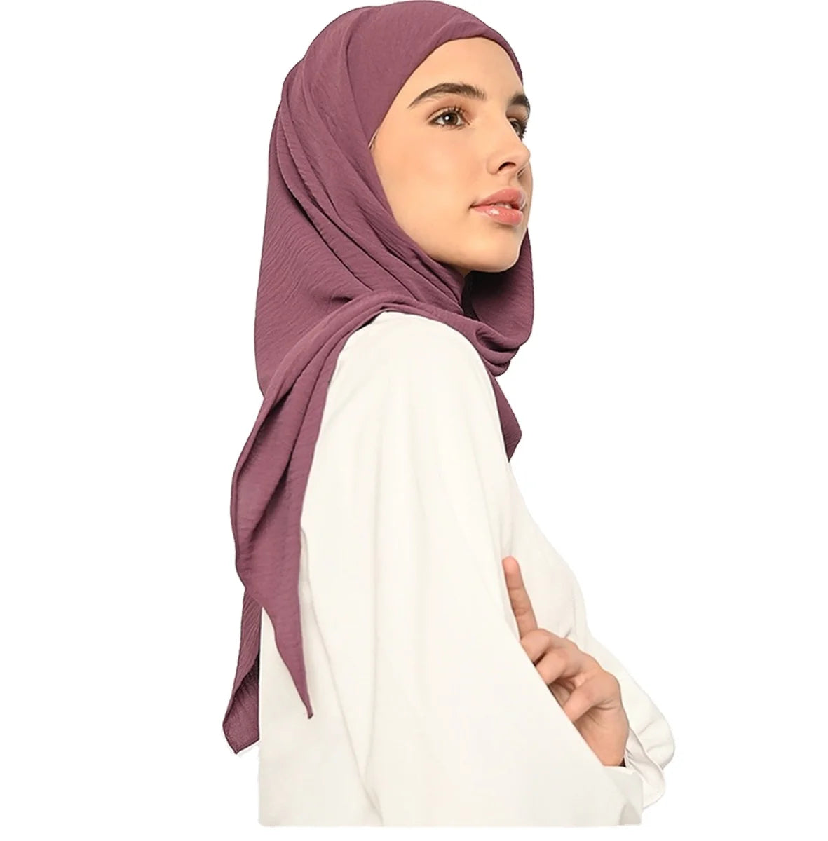 Shawl Prayer Polyester Crinkle Chiffon Hijab and Matching Undercap Hanger Veils for Women Four Seasons Marocain