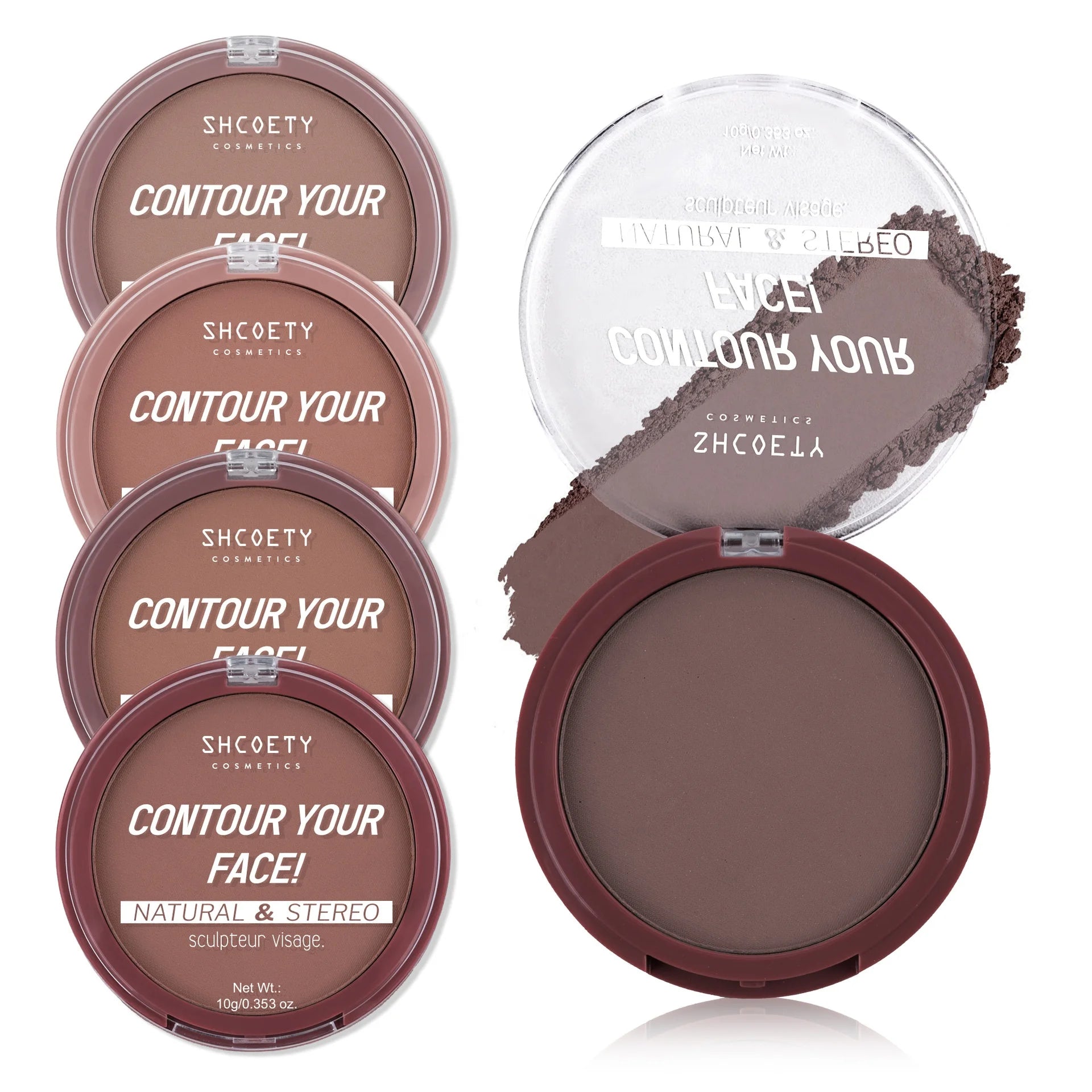 Wholesale 5-color Contour Powder Compact High Pigment Vegan Bronzer Palette Matte Natural Make up Face Bronzer Palette