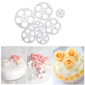 6pcs Fondant Cake Sugar Craft Rose Flower Cookie Mould Gum Paste Cutter and Stamp Cake Decoration Tools