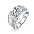 Men's Fashion  S925 Silver Round Moissanite Ring Diamond Ring