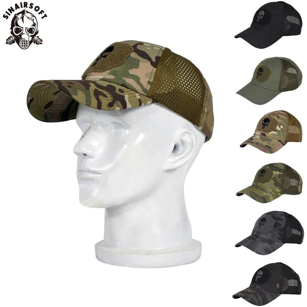 SINAIRSOFT Custom Camouflage Green Mesh Tactical Hat Men Waterproof Logo Imprinted Cotton Nylon Polyester Baseball Cap