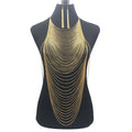 Gold Plated Zinc Alloy Necklace & Earring Set with Link Chain-Wearable Body Chain Jewelry for Anniversary