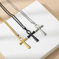 NS1134 High Polished 18K Gold Plated Stainless Steel Ankh Cross Necklace Waterproof Egyptian Symbol Pendant Necklace for Men