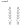 LUOTEEMI Diamond Stud Tassel Earrings Jewelry Clear Teardrop Cubic Zirconia Statement Long Drop Earrings