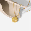 Fashion Hot Sale  Gold Plated Stainless Steel  Jewelry Angel Relief Round Pendant Necklace