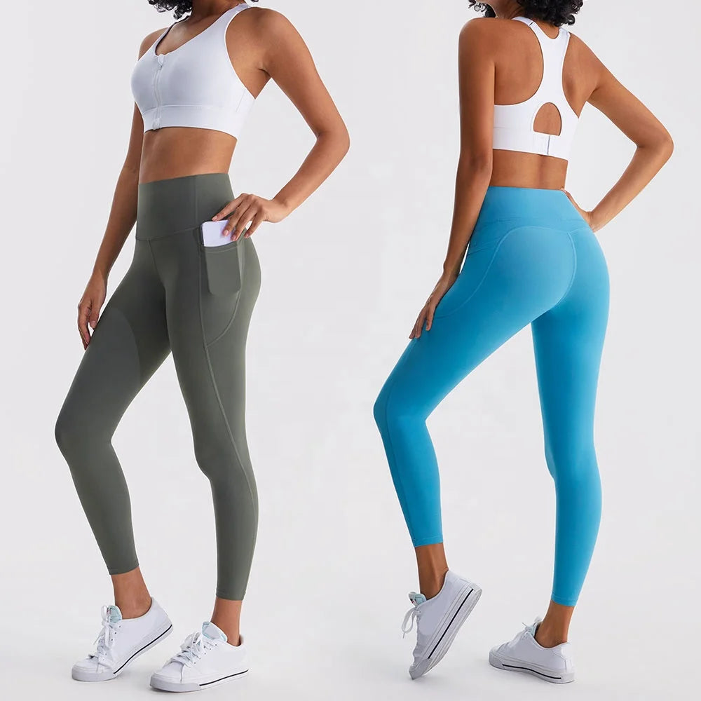 In-Stock Multi-Color High-End High-Strength Four-Way Stretch Sports & Fitness High-Waist Yoga Side-Pocket Leggings for Women