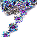 Wholesale Fashion Flower Shape Silver Metal Purple AB Rhinestone Chain Trimming for Carnival Costume Jewelry Decoration