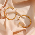Dreamshow Open Hoop Stainless Steel Bamboo Earrings Gold Plated Stainless Steel Earring Thin Hoop Earrings