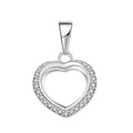 High Quality Heart Charm Pendants Gift 925 Sterling Silver White Cubic Zirconia Minimalistic Womens Heart Pendants