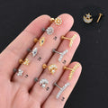 Stainless Steel Rod Lip Nails Piercing Jewelry Ear Bone Zircon Butterfly Moon Star Screw Stud Earring