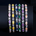 Romantic Multi Color Purple Marquise Cut Cubic Zirconia Crystal Link Chain Bracelets for Women Fashion Jewelry Accessories Gift